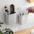 thumbnail image 2 of 2 Packs Wall Mount Toothbrush Holder for Bathroom, Shower, Tooth Brush Holder for Electric Toothbrush, Toothpaste, Razor, Self Adhesive Wallmount / Countertop Organizer(2 white, 2 of 5