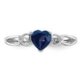 thumbnail image 4 of 10K White Gold Ring Band with Stones (09) September Sapphire Heart Blue, Size 5, 4 of 5