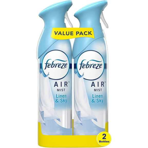 Febreze Air Mist Air Freshener Spray, Odor-Fighting Room Spray, Air Fresheners for Home and Bathroom and Kitchen, Aerosol Can, Linen & Sky Scent, 8.8oz, 2 Count(packaging may vary)