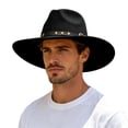 thumbnail image 4 of Timeless Fedora Hat For And – Wide Brim Jazz Style With Ethnic Design Flat Unisex Fashion Headwear, Black, 4 of 5