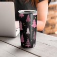 thumbnail image 4 of 20oz Tumblers Black and Pink Christmas Tree Pattern Stainless Steel Vacuum Insulated Double Wall Travel Tumbler Cups Mug with Lid and Straw,Cleaning Brush for Cold & Hot Drinks, 4 of 7