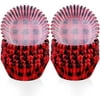 600 Pieces Christmas Buffalo Plaid Cupcake Wrappers Plates Disposable Cupcake Cups Baking Liners Cups for Christmas Birthday Party Supplies