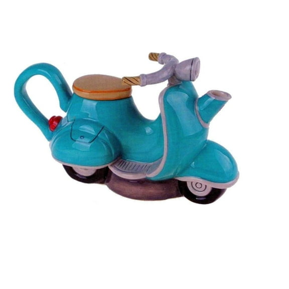 Blue Sky Ceramics Motorcycle Teapot-Green, Multi