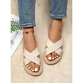 thumbnail image 2 of Women Criss Cross Strap Espadrille Slide Sandals, Vacation Outdoor Polyester Flat Sandals, 2 of 4
