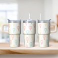 thumbnail image 2 of 20oz Insulated Handle Tumbler Stainless Steel Travel Mug Geometric Print Double Wall Leak Proof With Straw Lid, 2 of 5