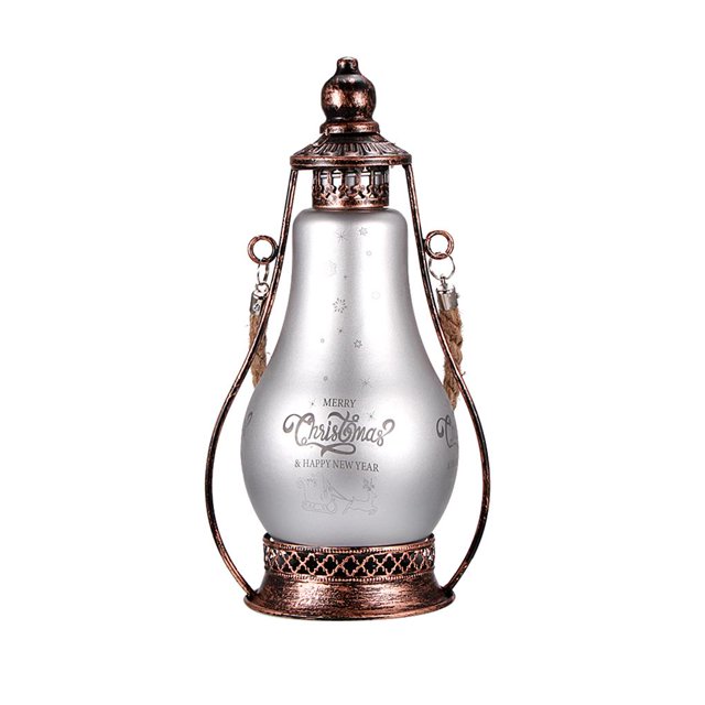 Wosthever Linterna de aceite led decorativa navideña, lámpara de queroseno alimentada por batería, adornos de mesa, decoración colgante Iluminación navideña Plata Wosthever HA025172-01