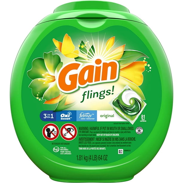 Gain flings Liquid Laundry Detergent Pacs, Original, 81 Count Walmart