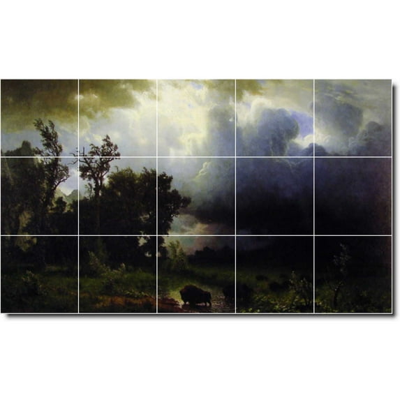 Ceramic Tile Mural-Albert Bierstadt Landscapes Painting 6. 21.25" w x 12.75" h using (15) 4.25 x 4.25 ceramic tiles