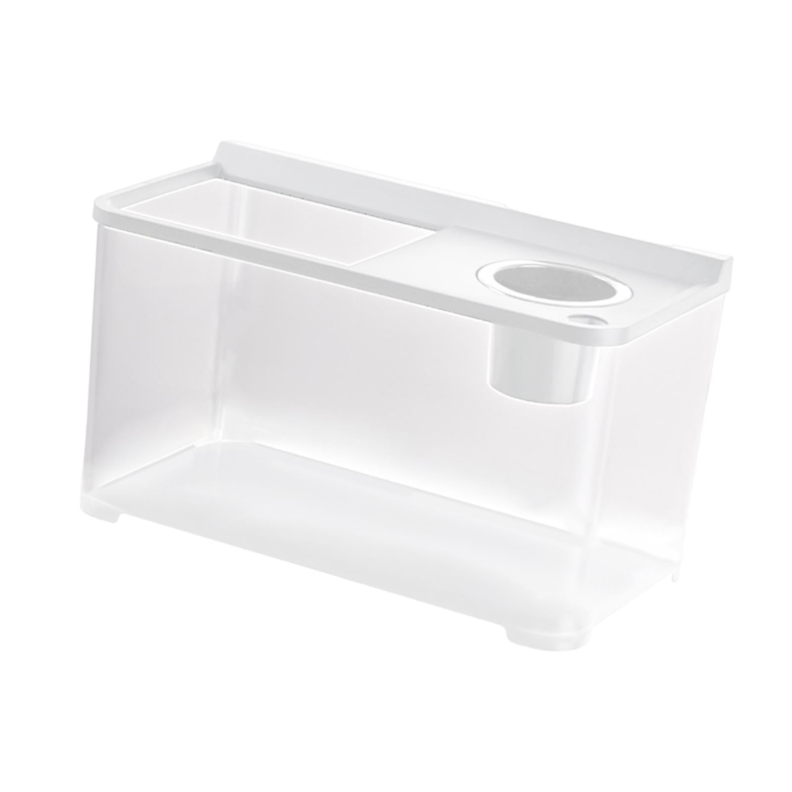 FashionCha Betta Fish Tank Mini Fish Tank 34x21x20 cm Transparent Amphibian Feeding Box Fish Bowl Reptile Terrarium for Turtle Frog Fish White