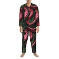 thumbnail image 4 of Mens Pajamas Set - Red Viper Jungle Intensity Comfy Long Sleeve Button Up Pajama Sets for Men 2 Piece, Soft Sleepwear Nightwear Pjs Lounge Sets for Men with Pockets, 4 of 5