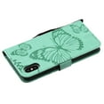 thumbnail image 2 of iPhone XR Wallet case, Allytech Pretty Retro Embossed Butterfly Flower Design PU Leather Book Style Wallet Flip Case Cover for Apple iPhone XR 6.1", Green, 2 of 10