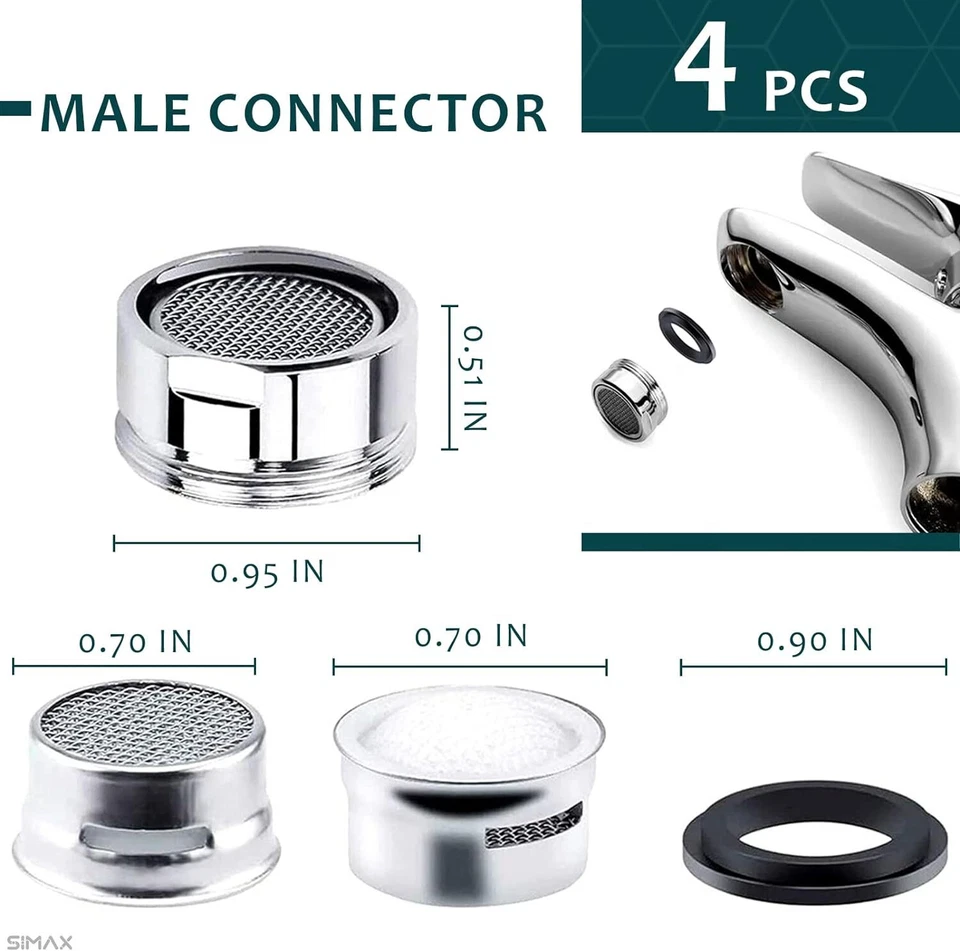 Brass Kitchen Faucet Water Aerator 4 Pack Easy Install Stylish Water Saver