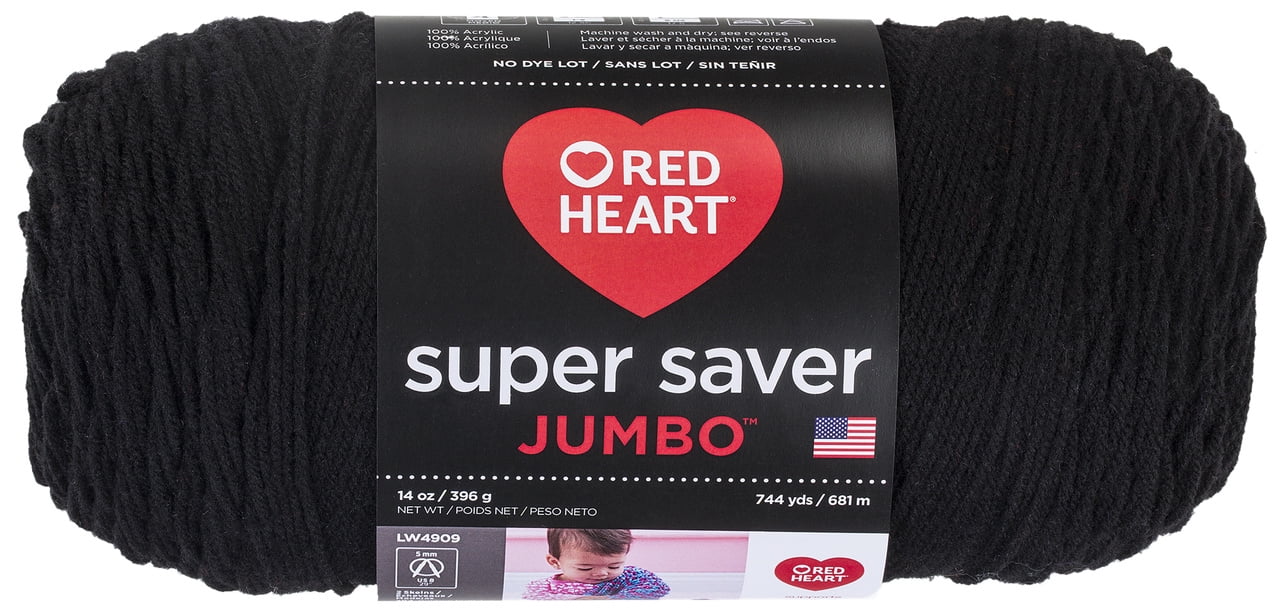 Red Heart Super Saver Yarn, BLACK