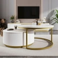 thumbnail image 6 of Harper & Bright Designs Gold Round Nesting Coffee Table Set of 2, White Fluted Center Table with Glod Legs, Modern End Table with Drawer for Living Room, 6 of 16