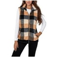 thumbnail image 2 of BSDJILFG Jacket Vests for Women Plus Size Fleece Color Block Plaid Shirts Sleeveless Thicken Collar Cardigans Winter Waistcoats Christmas Gifts, 2 of 8