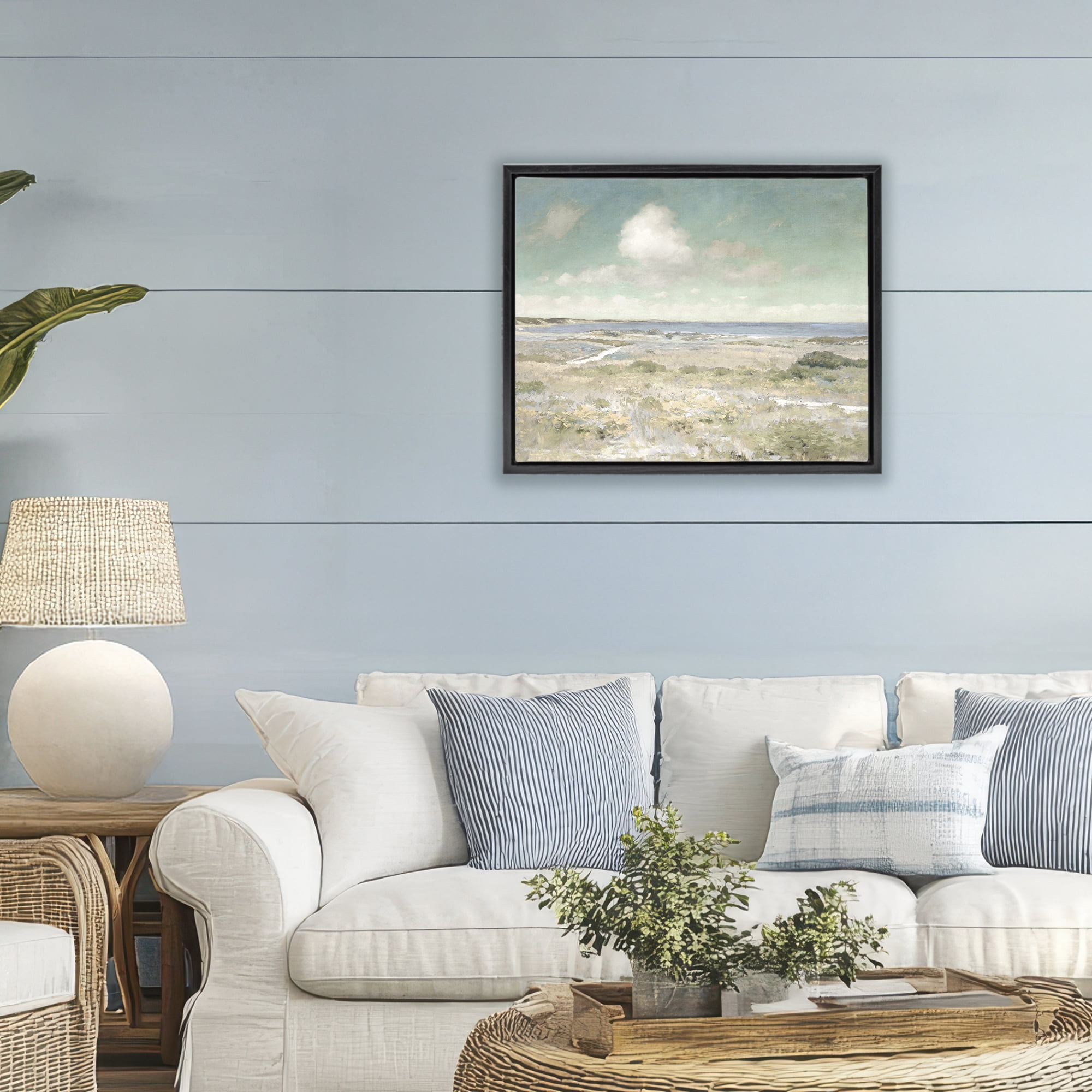Stupell Industries Water View with Clouds Black Framed Floater Canvas Wall Art, design by Christy McKee
