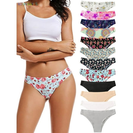 

BadPiggies Women s Seamless Thong Panties Breathable No Show Underwear Invisible Hipster Thongs 4 Pack S-XL