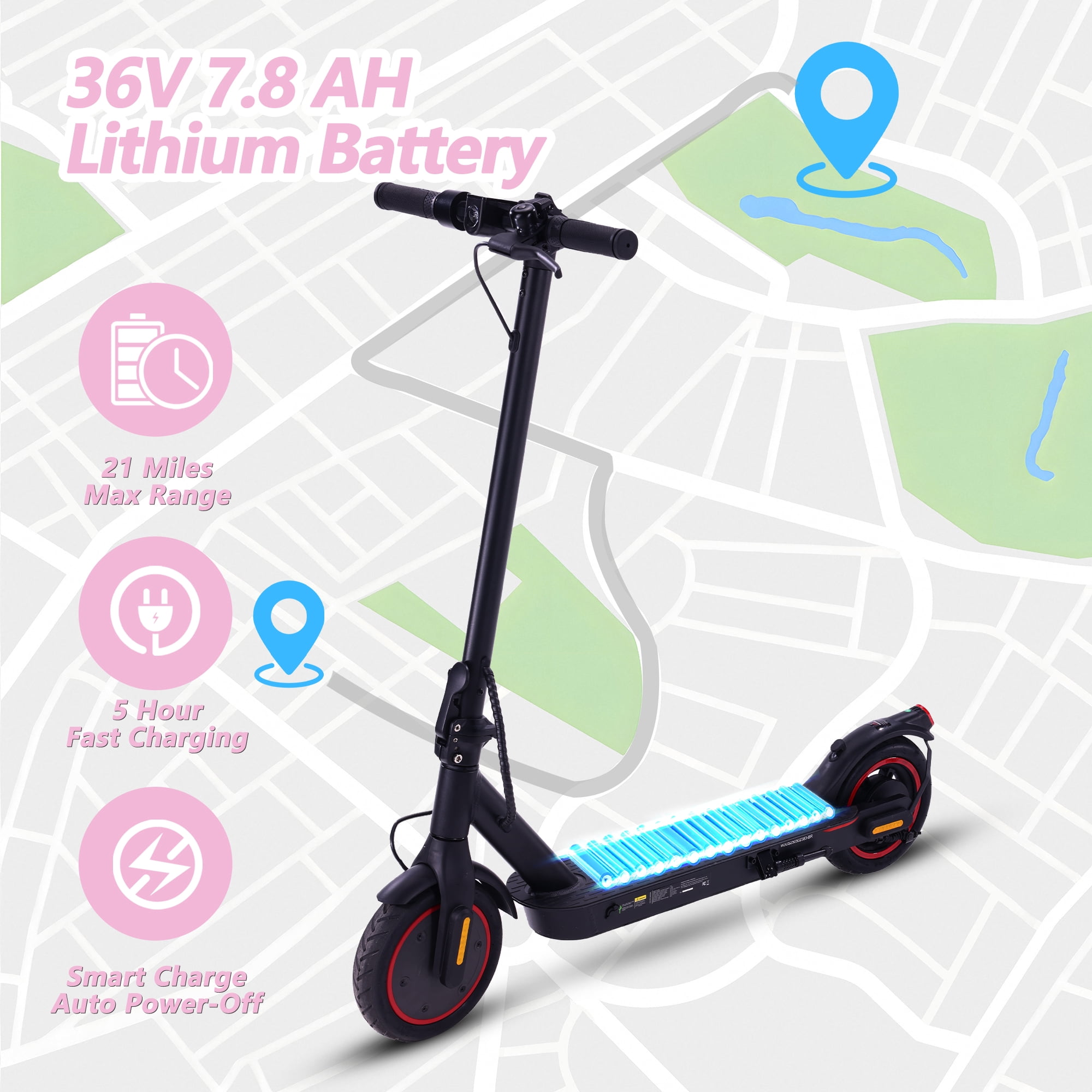 8.5"Electric Scooters,350W Adult Foldable Electric Scooter, Up to 21 MPH &24-34km Long-Range Portable Commuting Scooter