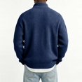 thumbnail image 6 of Men's Quarter Zip Mock Neck Sweatshirt Corduroy Long Sleeve Pullover Top Casual Regular Fit for Office Work Wear Navy L, 6 of 6