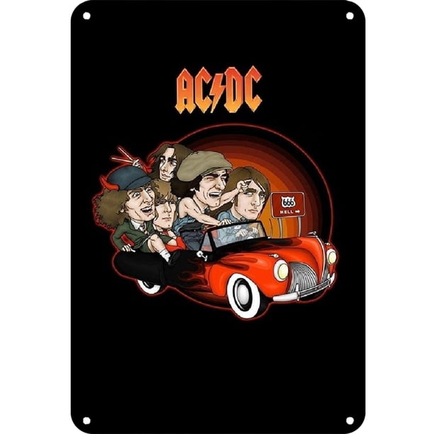 Placa Metal Vintage ACDC Pintura Hierro Rectangular Arte Pared Del 20x30cm