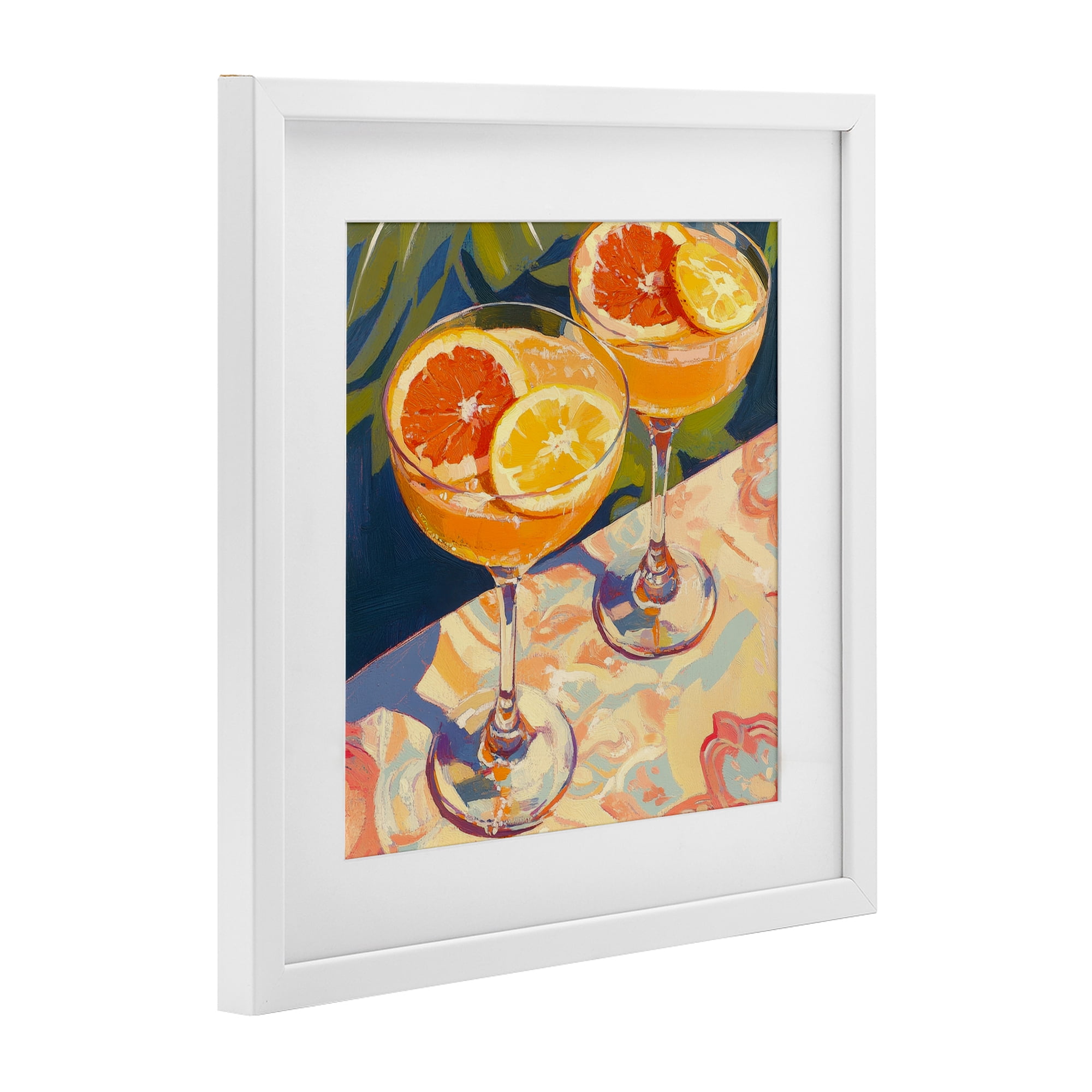 Stupell Industries Fruity Summer Cocktails White Framed Print Under Glass, design by Petal Prints Design