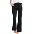 thumbnail image 4 of Kvture Womens Casual Loose Drawstring Elastic Waist Wide Leg Lounge Pants Lightweight Baggy Sweatpants Joggers with Pocket Black Pant L, 4 of 7