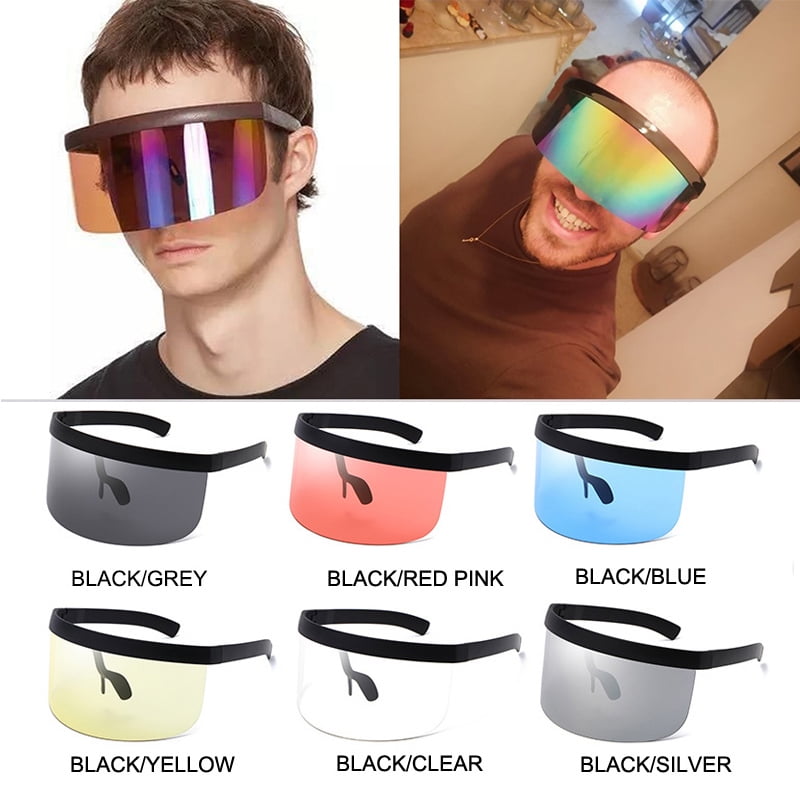 Fashion Summer Flat Top Goggle Sunglasses,Oversize Cycling Glasses Big Frame Sunglasses Shield Visor Windproof Glasses 