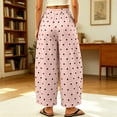 thumbnail image 4 of DORKASM Women's Polka Dot Pants High Waist Loose Fit Fashion Trousers Wide Barrel Leg Elastic Waist Boho Soft Clothes Comfort Linen Pants with Pockets Pink S, 4 of 5