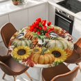 thumbnail image 2 of Round Table Cover 45-54 Inch Pumpkins Thanksgiving Waterproof Reusable Table Cloth Round Fitted Vinyl Tablecloth with Elastic Edged for Parties Outdoors, Fall Pumpkin Berry Rustic Farmhouse, 2 of 9