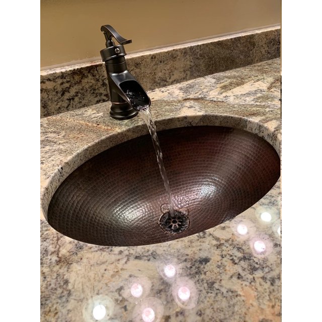 SimplyCopper 19" Rustic Oval Copper Bathroom Sink Undermount or Drop-In