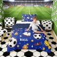 thumbnail image 2 of Erosebridal Blue Soccer Pattern Twin Comforter Sets, Cute Sport Bedding Set for Boys and Girls, Navy Reversible 2-Piece, 1 Comforter and 1 Pillowcase, 2 of 6