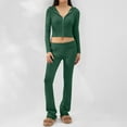 thumbnail image 6 of Pajamas for Women Set, Women's Fall and Winter Knitted Hooded High Waisted Long Sleeved Pants Two-Piece Set New Fall Pants Sets Women 2 Piece Outfits Army Green S, 6 of 9