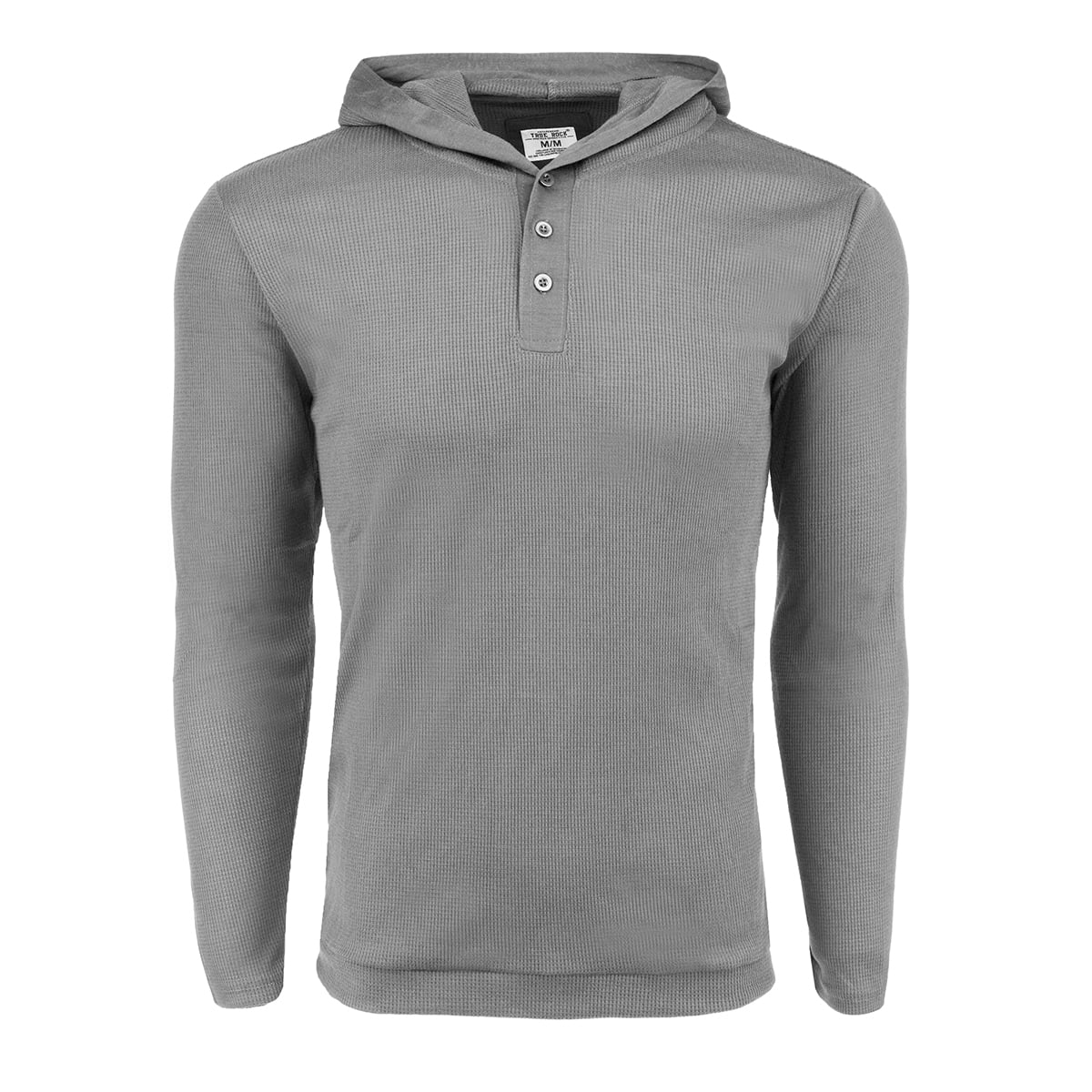 true rock men's waffle knit henley hoodie