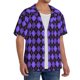 thumbnail image 2 of Fotbe purple argyle Camisa Estampada de Manga Corta para Hombre, Casual de Verano, Estilo Playero, Sin Arrugas-4X-Large, 2 of 5