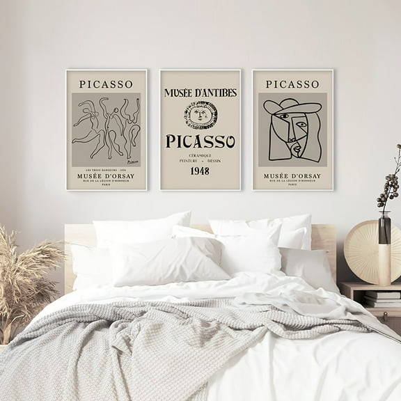 3pcs Set Abstract Picasso Canvas Art Prints - Unframed Wall Decor for Living Room, Bedroom, Office & More - Perfect Gift for Friends