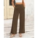 thumbnail image 3 of Pantalones de pierna ancha BTFBM para mujer, elásticos, cintura alta, Palazzo Coffee, 3 of 9