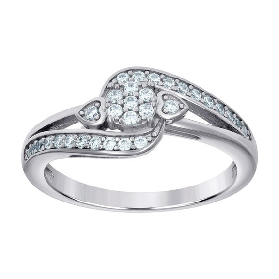925 Sterling Silver Womens Cubic Zirconia Love Heart Engagement Ring Size 5 Statement Ring for Women