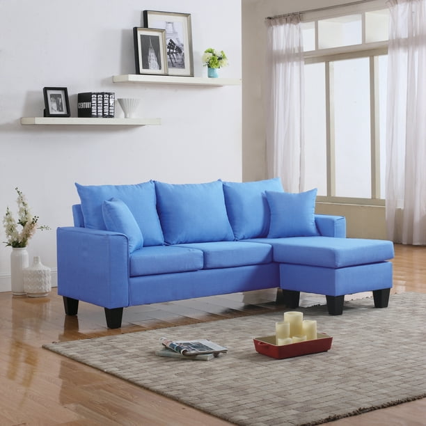 Modern Linen Fabric Small Space Sectional Sofa with