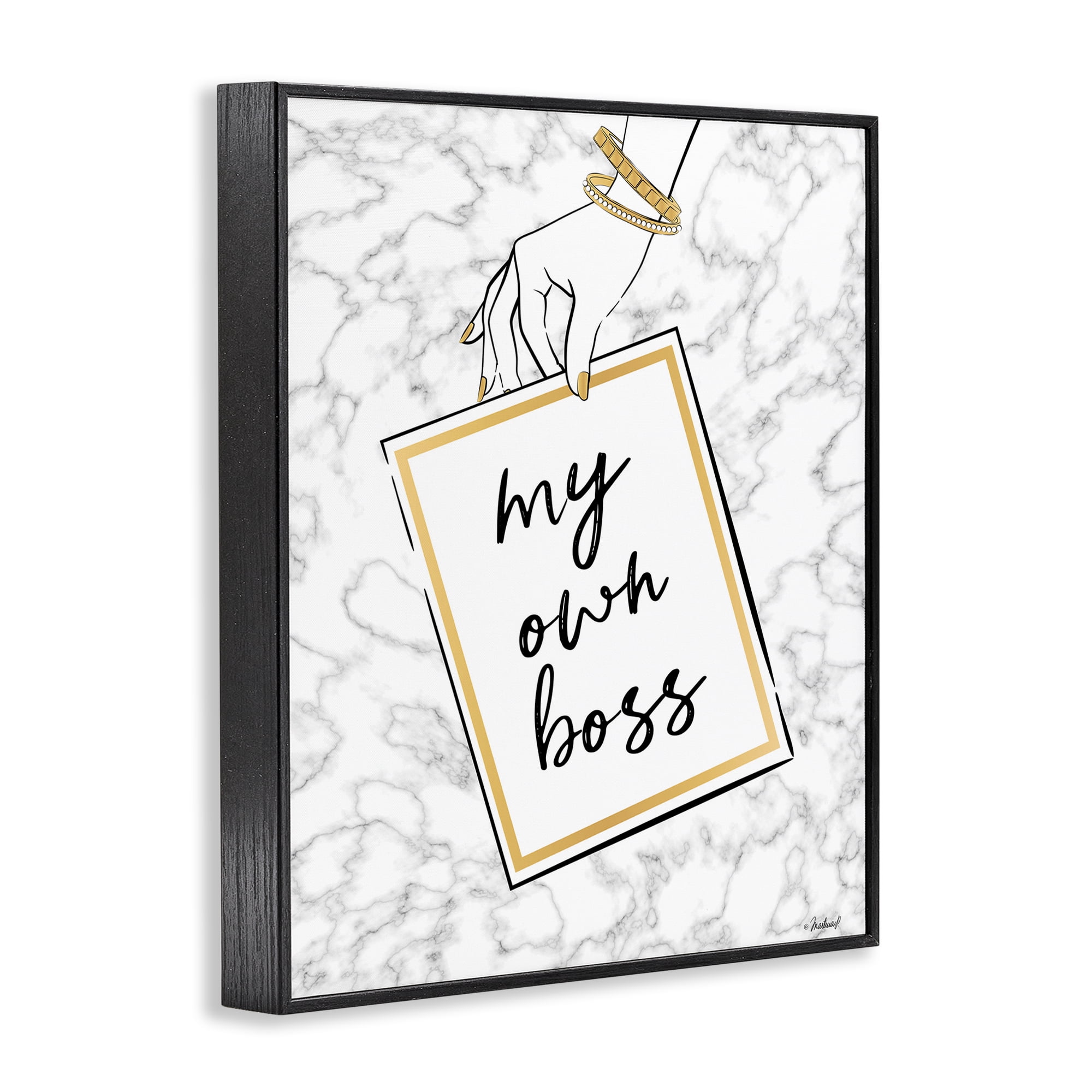 Stupell Industries My Own Boss Phrase Typography Painting Black Framed Art Print Wall Art, 24 x 30