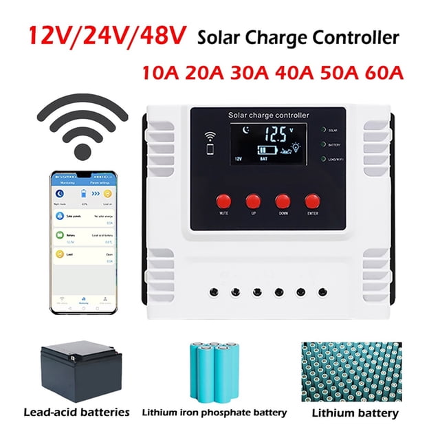 PWM 10A 20A 30A 40A 50A 60A Solar Charge Controller Support APP Control For 12V 24V 48V ,Simple and Convenient to Set