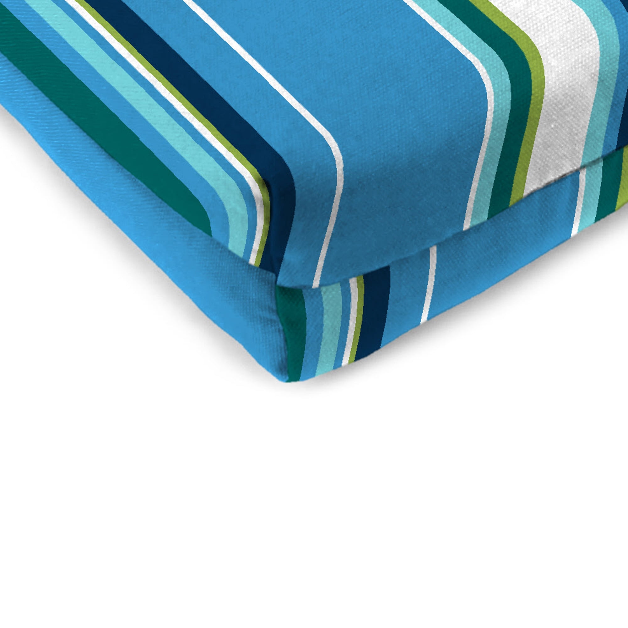 Jordan Manufacturing 17" x 19" Covert Capri Blue Stripe Rectangular Outdoor Chair Pad Seat Cushion with Ties (2 Pack)