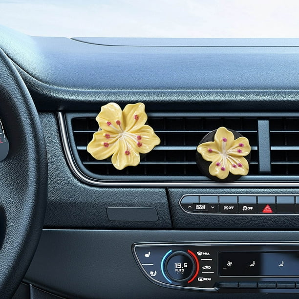 Clips ambientadores de 2 paquetes de flor de melocotón para coche • Clip para ventilación de resina para flores • Aromaterapia duradera para coche • Diseño de brillo a 360° • Listo para regalo