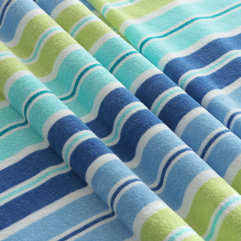 Midistripe, Velour Towel, 28x60 Mainstays Beach Blue,