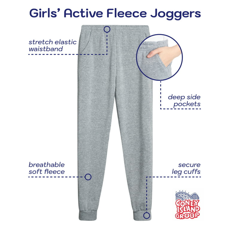  Coney Island Girls' Sweatpants – 3 Pack Active Fleece Jogger  Pants with Pockets – Performance Sweatpants for Girls (5-16), Size 14-16,  Black/Mauve/Heather Grey : Clothing, Shoes & Jewelry