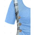 thumbnail image 3 of Túncón de manga corta de contraste a cuadros con talla grande Rosegal  Camisetas tallas grandes, 3 of 5