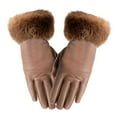 thumbnail image 6 of BadPiggies Women's Winter Gloves Sensitive Touch Screen Cold Weather Windproof Thermal Warm Fleece Lined PU Leather Glove - Khaki, 6 of 8