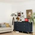 thumbnail image 2 of 55.1"W 6-Drawer Double Dresser Black Gold Storage Cabinet Chest NavyBlue, 2 of 5