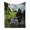 thumbnail image 1 of Nature Soft Flannel Fleece Throw Blanket, Lake by Meadow in a Sunny Day Rural Country Valley Scottish Summertime Landscape, Cozy Plush for Indoor and Outdoor Use, 50" x 60", Multicolor, by Ambesonne, 1 of 6