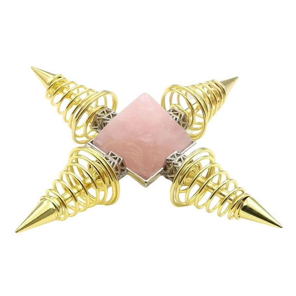 Collar de cristal rosa Toystoory con colgante masculino de cono de energía y piedra encanto