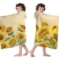 thumbnail image 4 of Beige Sunflower Handwriting Pattern Hooded Bath Towel，60"x35" for Ages 3 To 12 Kids, Quick Dry Lightweight Soft Microfiber Hood Beach Towel Cover Up for Kids, 4 of 7